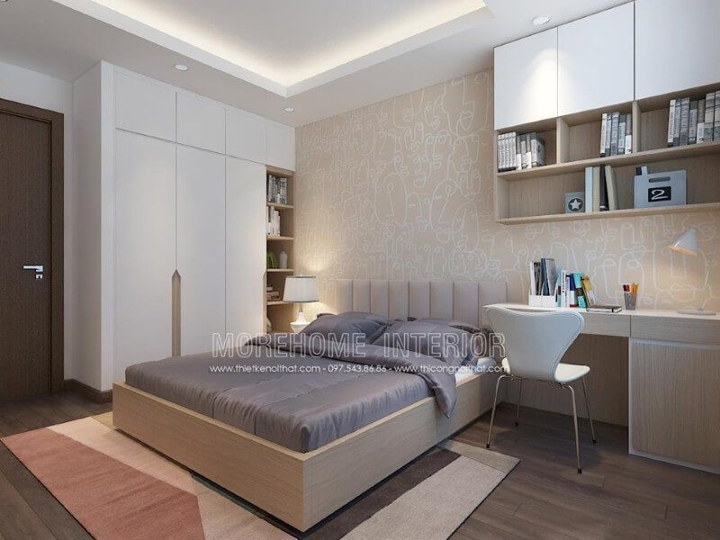 Nội thất phòng ngủ đơn giản nhưng đầy đủ tiện nghi
